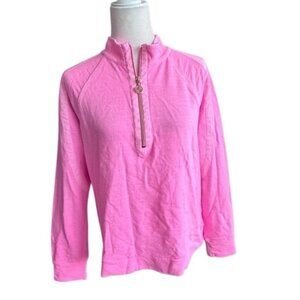 Lilly Pulitzer Ashlee Half-Zip Pink Pullover Top SZ M NWOT
